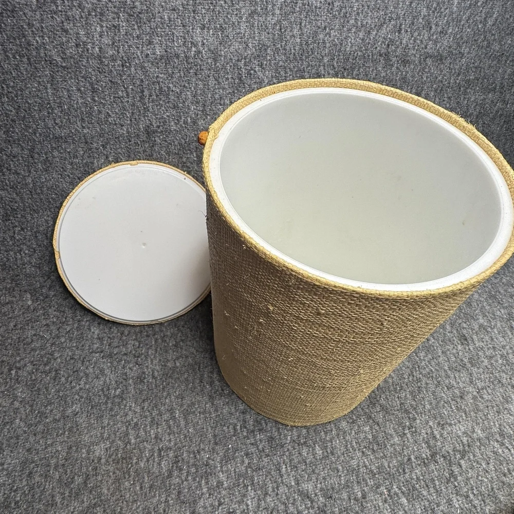 Vintage‎ Wicker Ice Bucket Faux Bamboo Handle Mid Century Barware 15